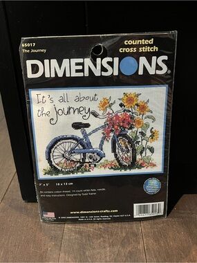 Dimensions Counted Cross Stitch Kit - Blue Bicycle "The Journey"